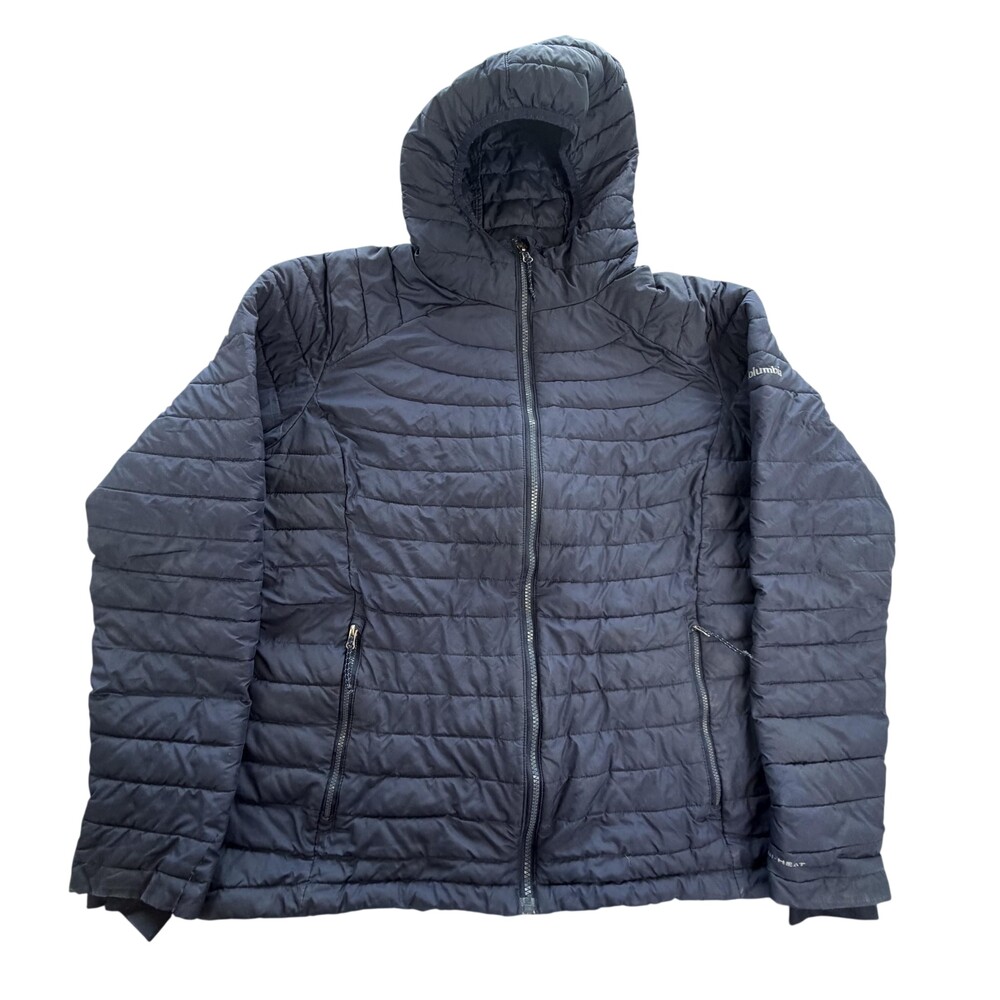 Columbia Jacket Womens XL Blue Omni-Heat Insulated Puffer Hooded Zip Pockets